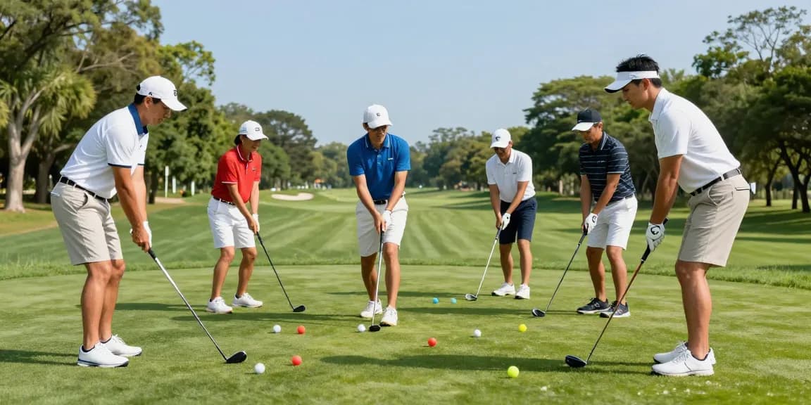 Golfwear replicas showcased by stylish golfers on a sunny course