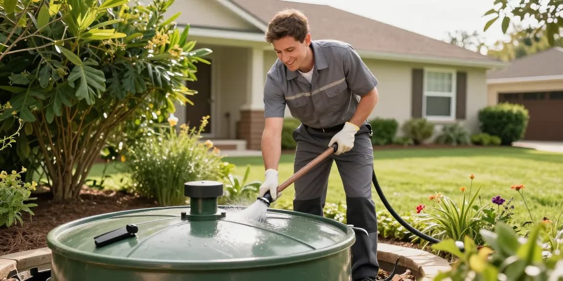 Trustworthy local service provider performing septic cleaning at a nearby home.