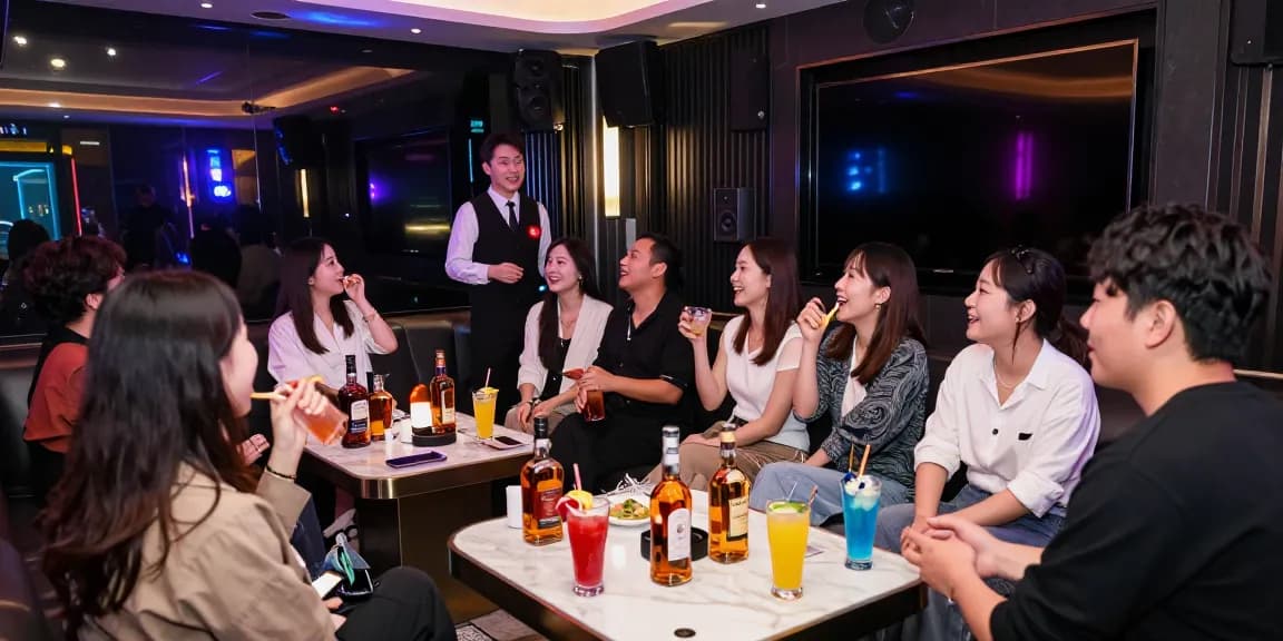 Experience the vibrant atmosphere at 강남가라오케, where private rooms and premium drinks create a lively nightlife.