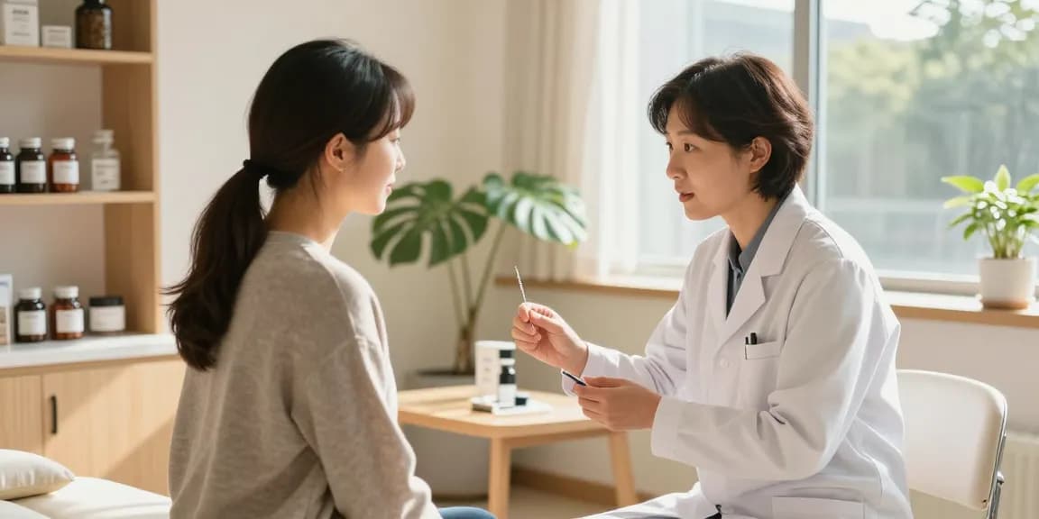 Consultation at 수원한의원 showcasing holistic health practices in a welcoming clinic.