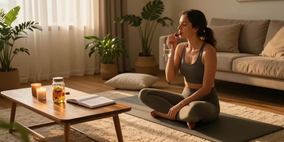 Trolli sweets complementing a natural wellness routine with CBD oil and relaxing ambiance.