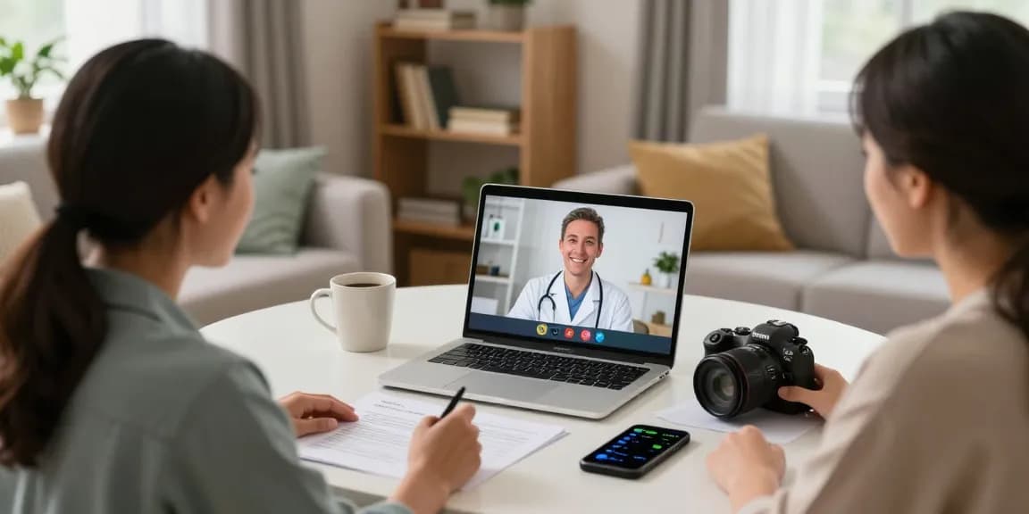Patient engaged in a telehealth consultation for an Ohio MMJ card, showcasing a supportive home environment and healthcare accessibility.