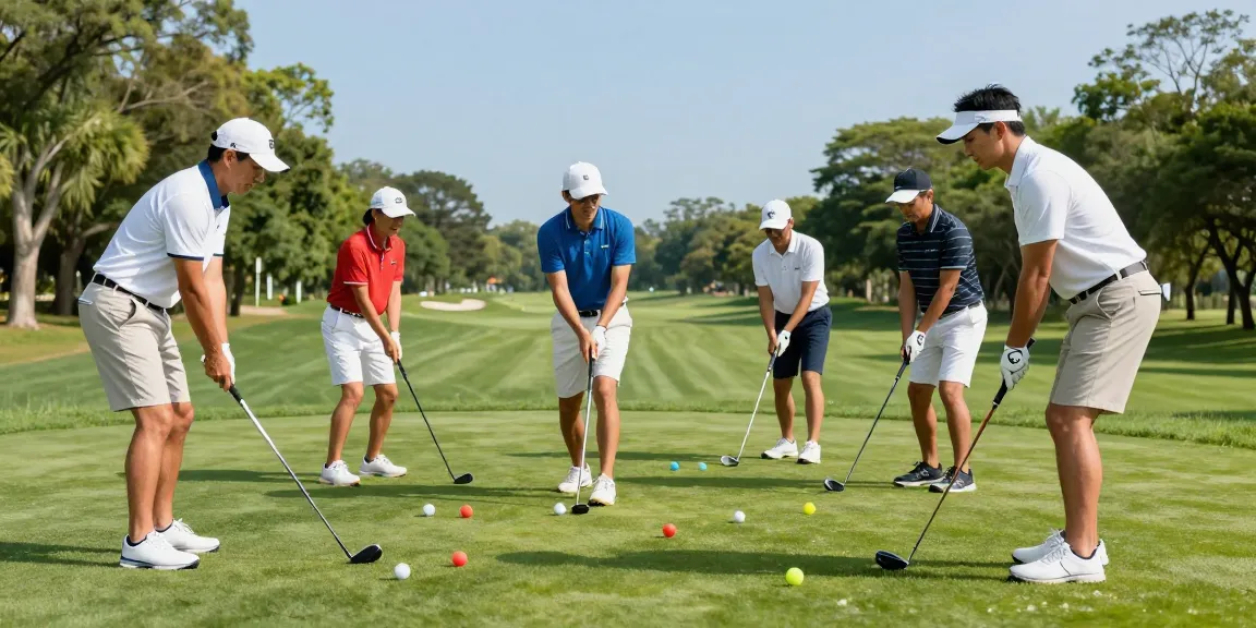 Golfwear replicas showcased by stylish golfers on a sunny course