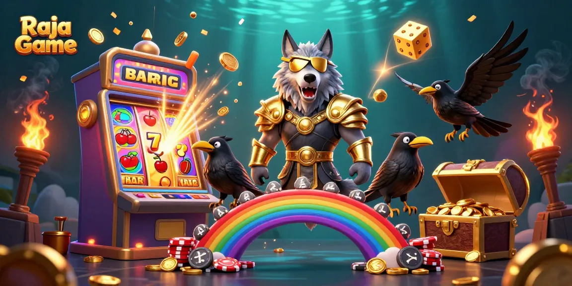 Experience thrilling gameplay with Raja Game, featuring vibrant casino elements and dynamic characters.
