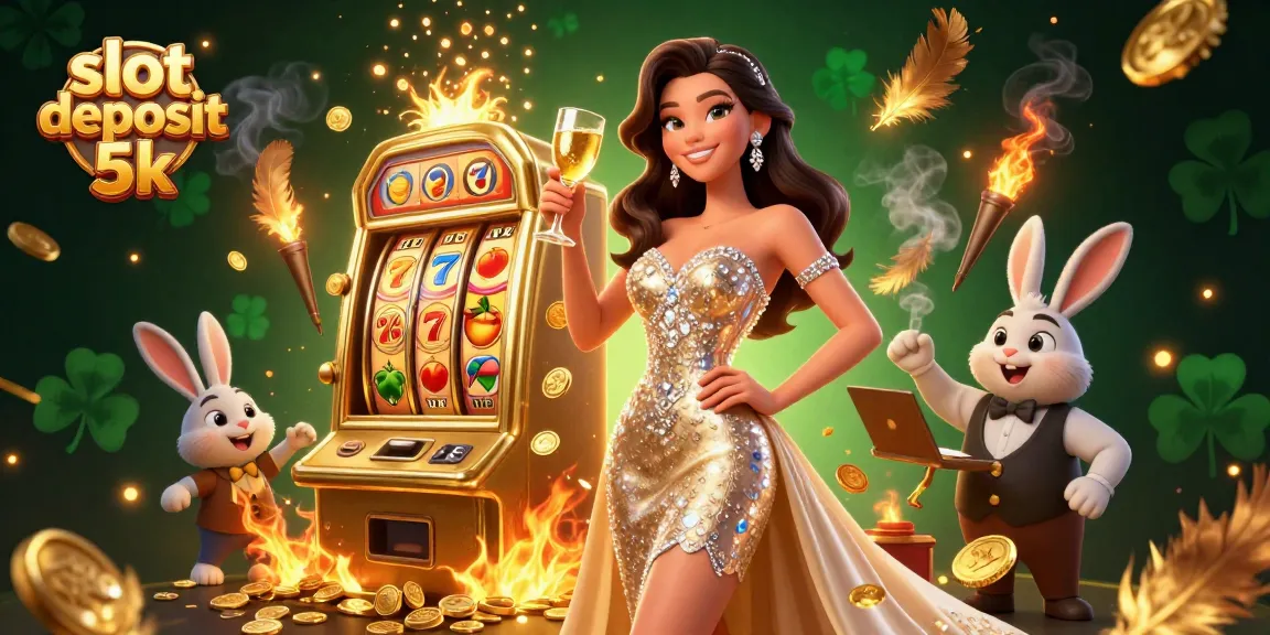 Experience the thrill of slot deposit 5k with a stunning 3D illustration of jackpot excitement.