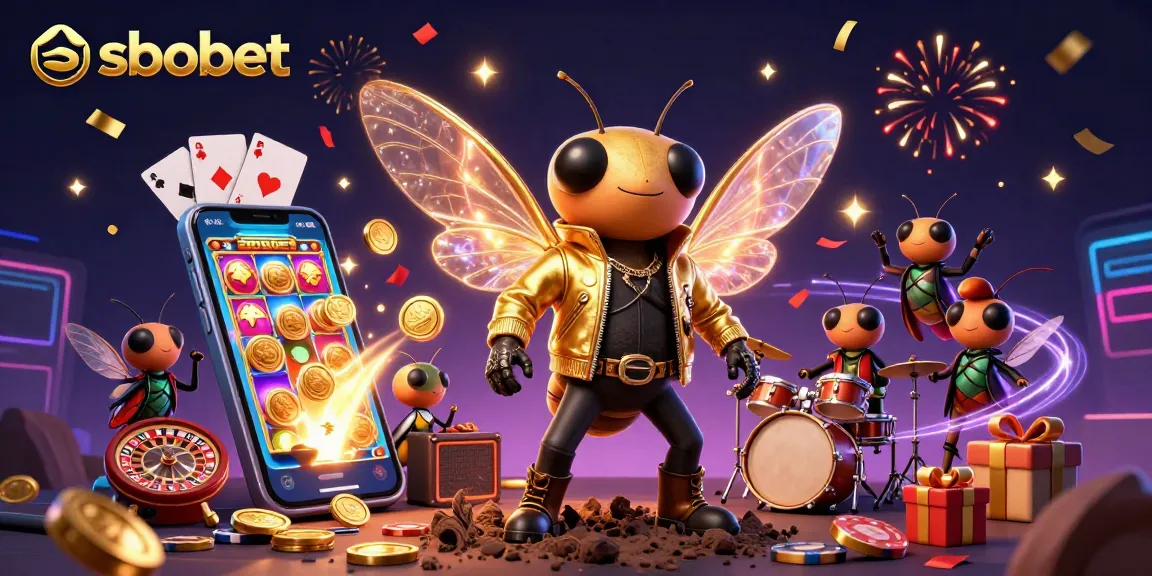 SboBet offers thrilling betting fun with a vibrant 3D casino illustration packed with action elements.