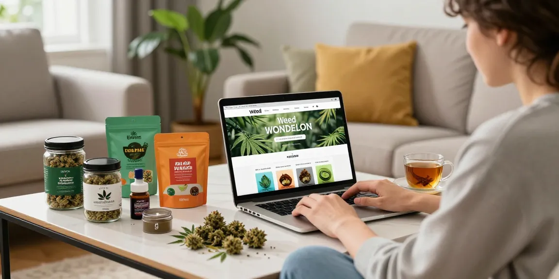 Shop for weed online in the UK, showcasing vibrant cannabis products in a cozy living room.