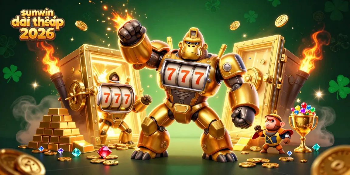 Experience exhilaration with sunwin đổi thưởng 2026 in this vibrant 3D casino illustration full of treasures.