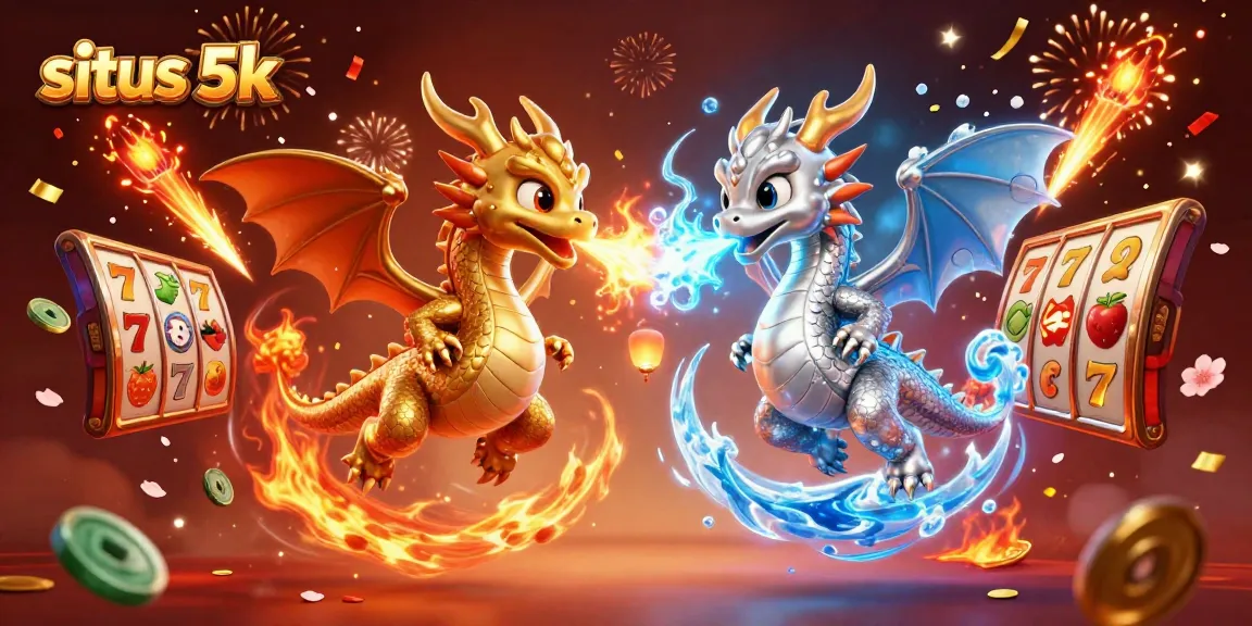 Engage in thrilling slot play at situs 5k with dynamic dragons and vibrant casino elements.