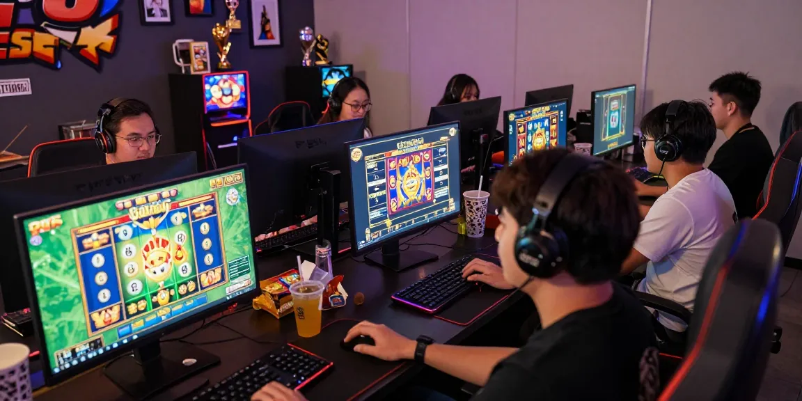 Players engaged in exciting slot gacor games with colorful graphics and snacks