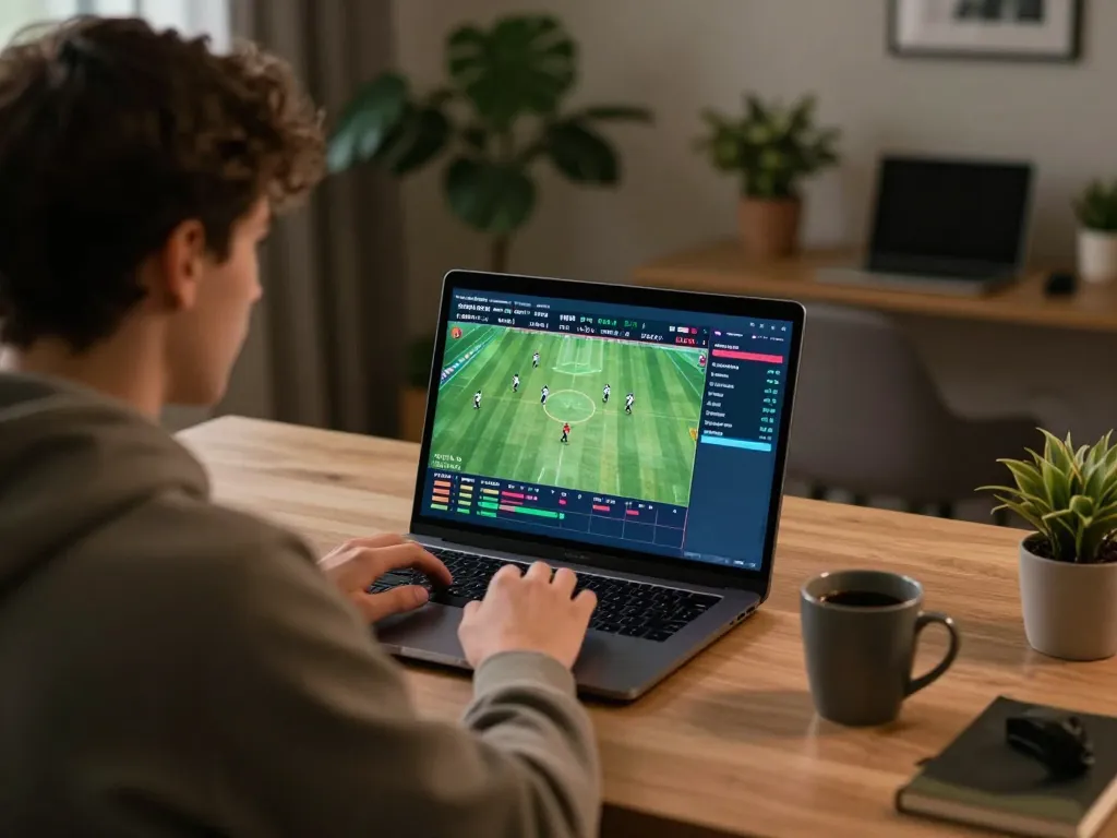 Nowgoal sports betting session with user tracking live match statistics on laptop