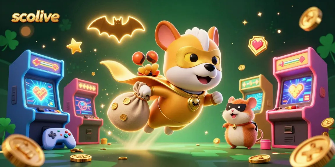 Socolive showcases a thrilling 3D cartoon scene of a superhero dog flying with gold coins, captivating gamblers.