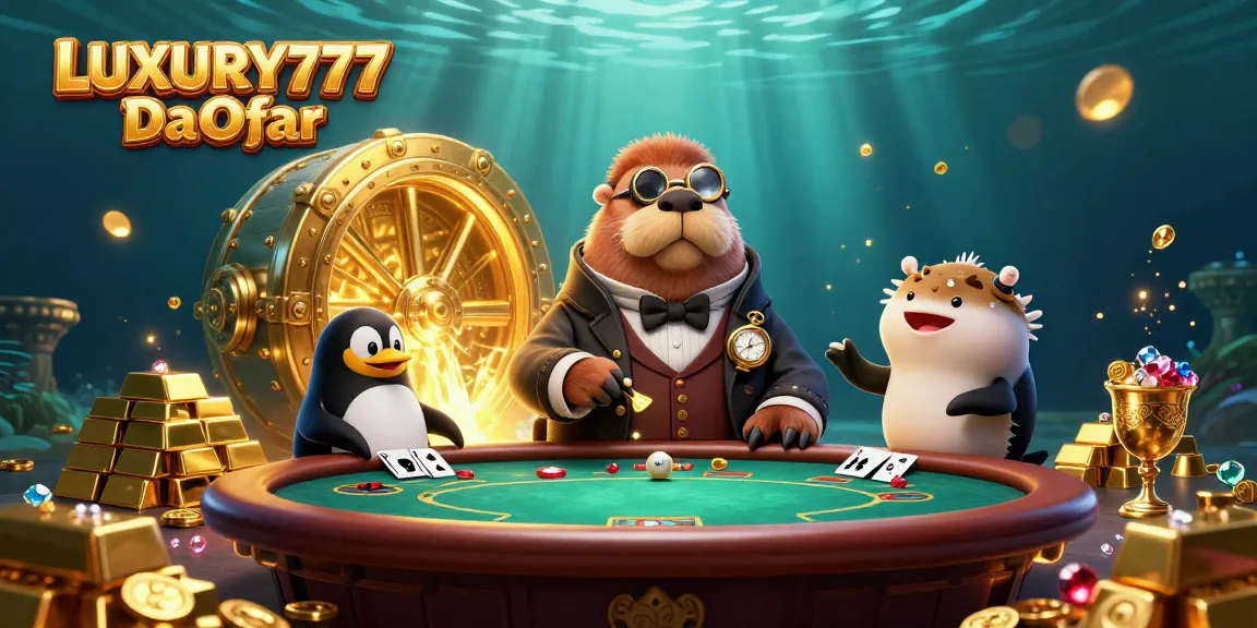 LUXURY777 Daftar meraih kemenangan besar di meja poker dengan walrus berbusana gentleman dan dealer penguin di bawah laut