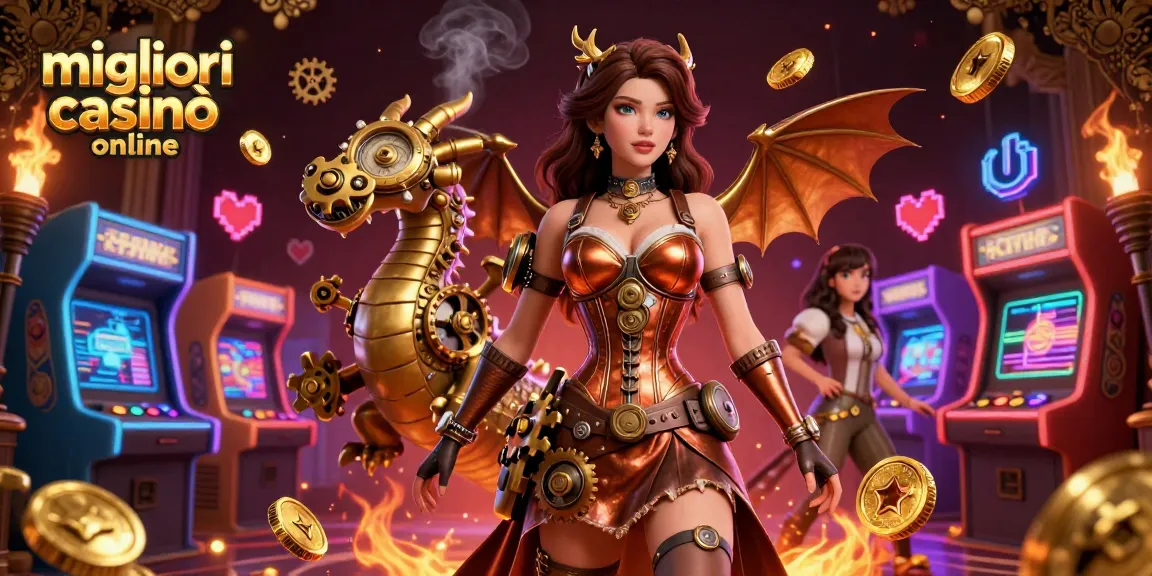 Interagisci con i migliori casinò online attraverso affascinanti scenari di casinò 3D pieni di elementi fantastici e simboli di gioco.
