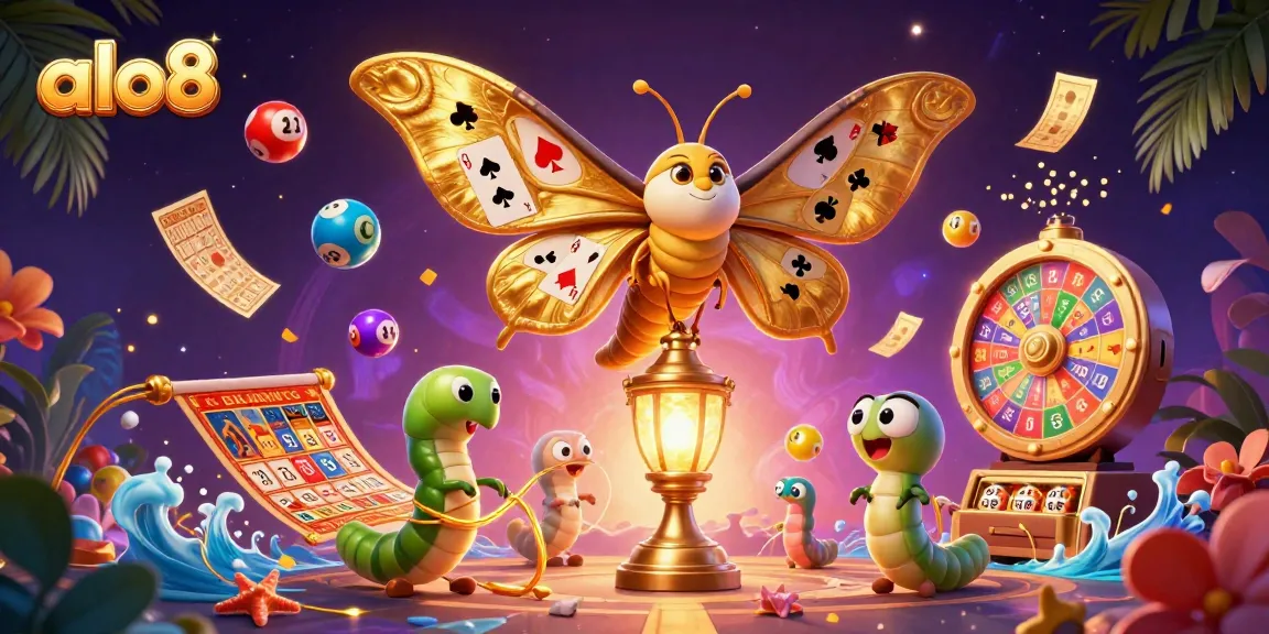 Experience the exciting world of alo8 as a golden moth captures attention amid vibrant casino elements.