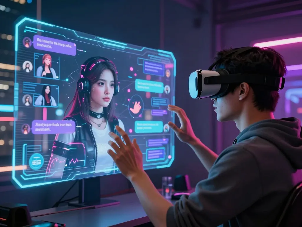 Engaging NSFW AI virtual reality interaction showcasing user and character dynamics.