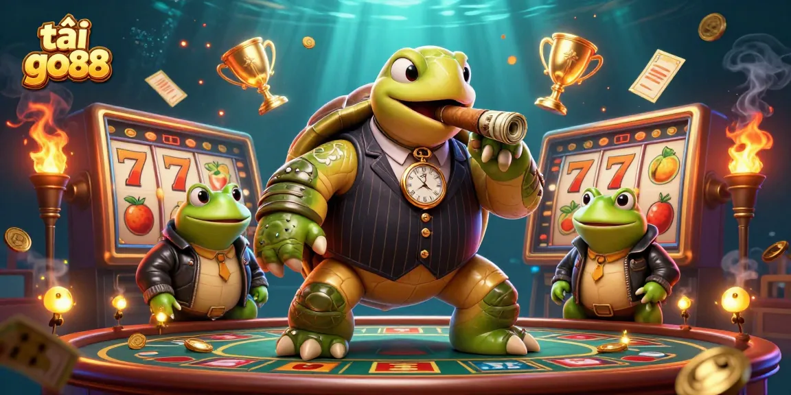 Experience excitement with tải go88 as a turtle in a mobster suit leads the game.