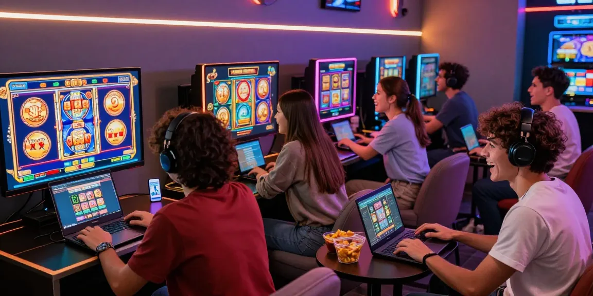 Exciting gaming atmosphere featuring players enjoying slot depo 5000 online games with vibrant graphics.