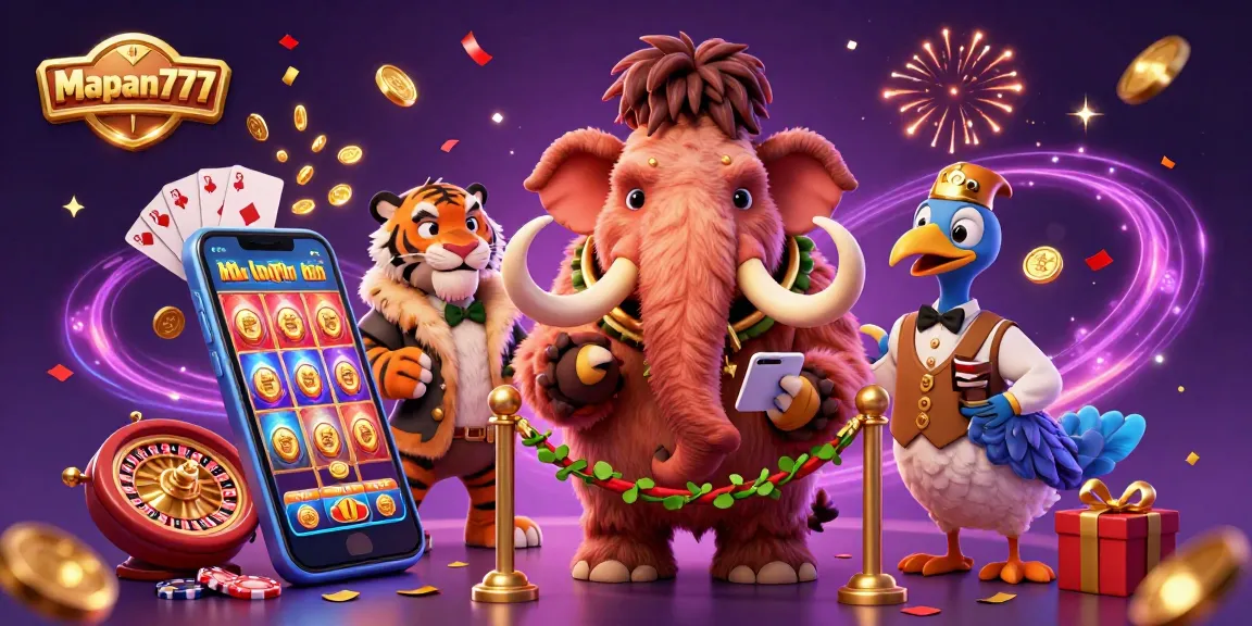 Engage with Mapan777 casino scene featuring vibrant characters and exciting gaming elements.