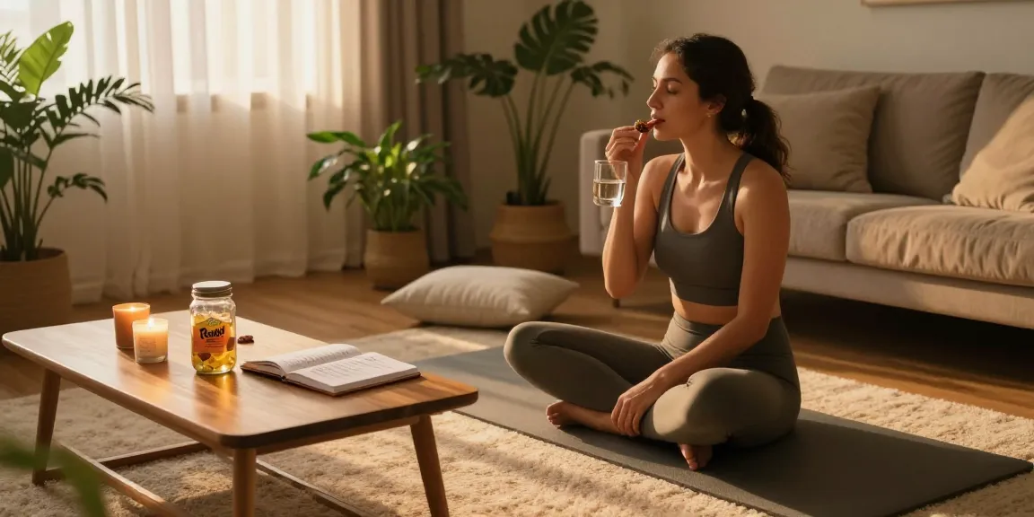 Trolli sweets complementing a natural wellness routine with CBD oil and relaxing ambiance.