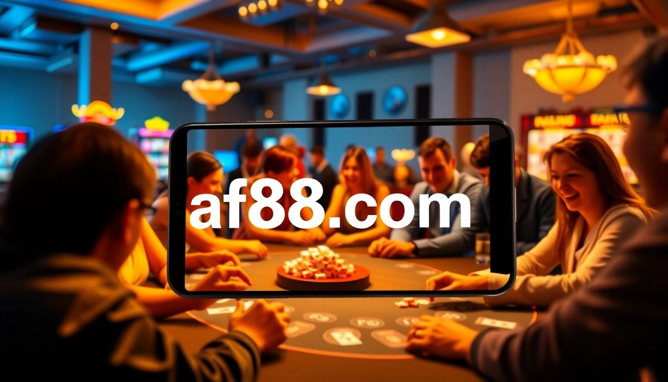 Experience the excitement of af88.com with players in a vibrant online casino setting.