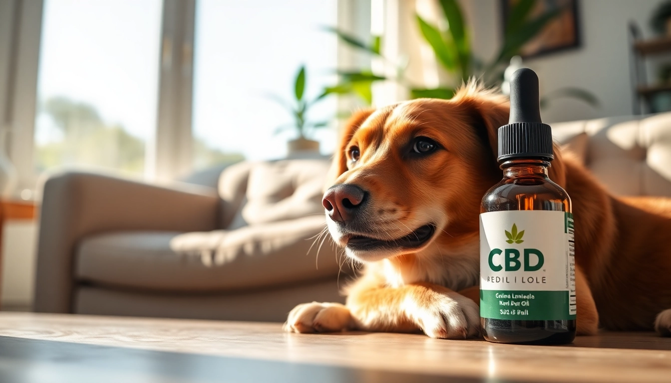 Caring for your pet with CBD For Pet products in a cozy home environment.