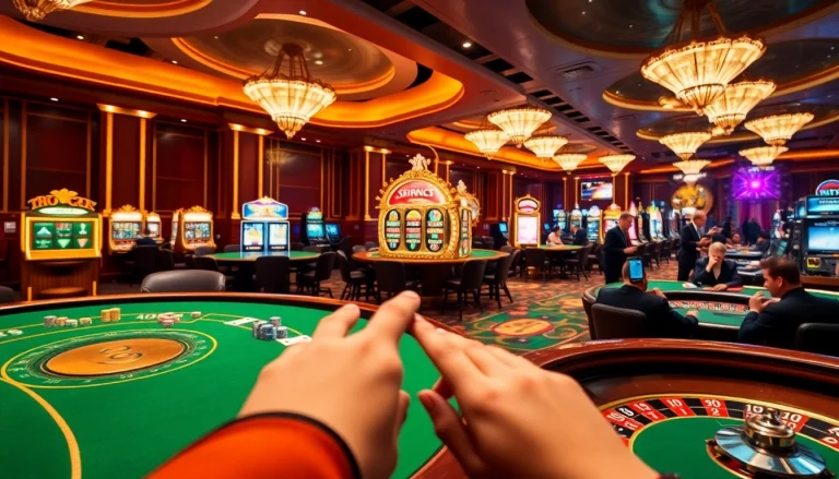 Experience the excitement of winning at https://whycazino.com with vibrant casino scenes filled with thrilling gameplay.