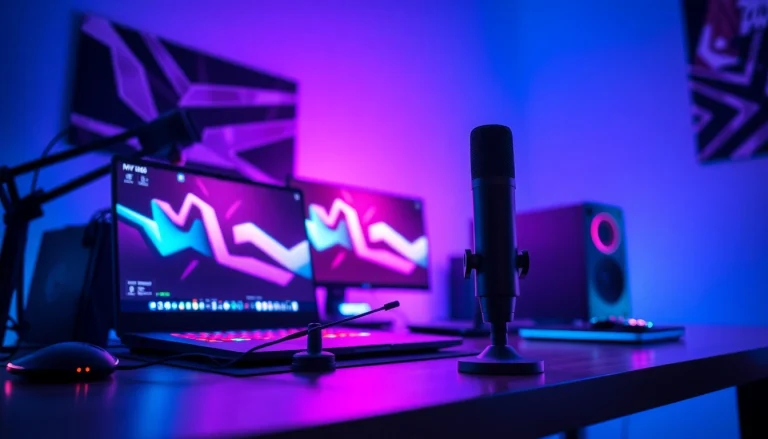 MV 88 microphone showcased in a vibrant gaming setup with ambient lighting.