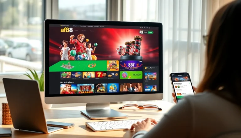 Visual representation of af88.com, illustrating its modern user interface and diverse online gambling options.