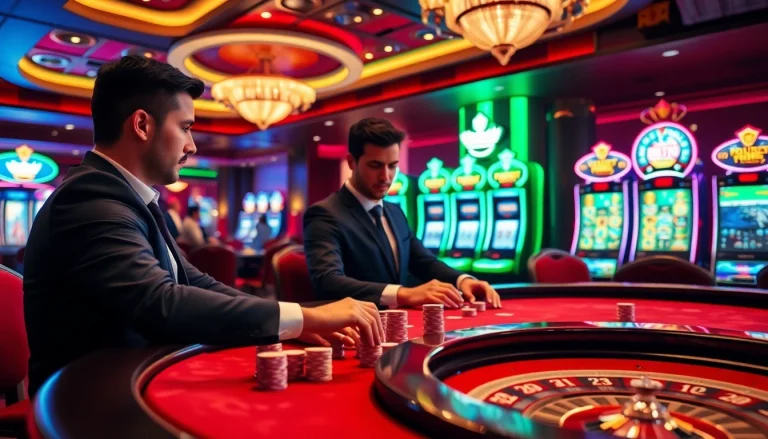 Experience high-stakes gambling excitement with Kjc solutions in a luxurious casino setting.