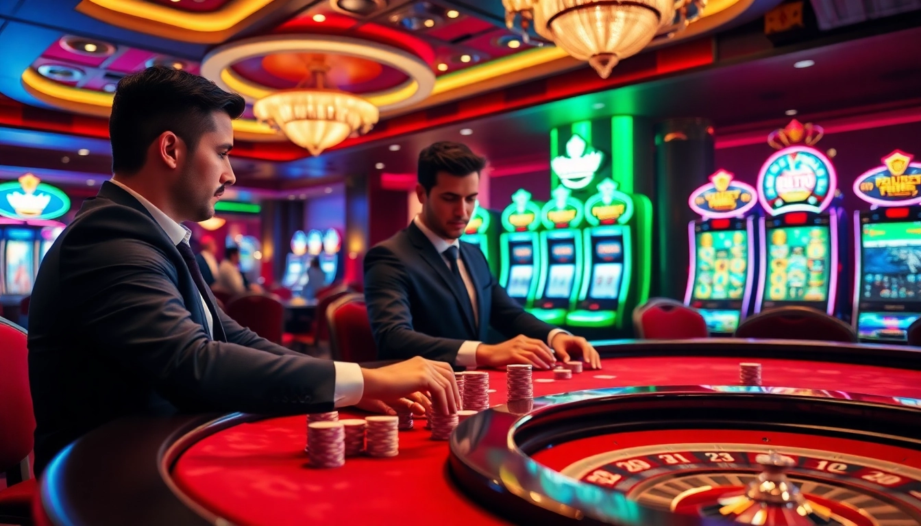 Experience high-stakes gambling excitement with Kjc solutions in a luxurious casino setting.