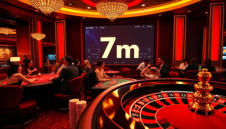 Gamblers strategize at a luxurious blackjack table with 7m odds displayed prominently.