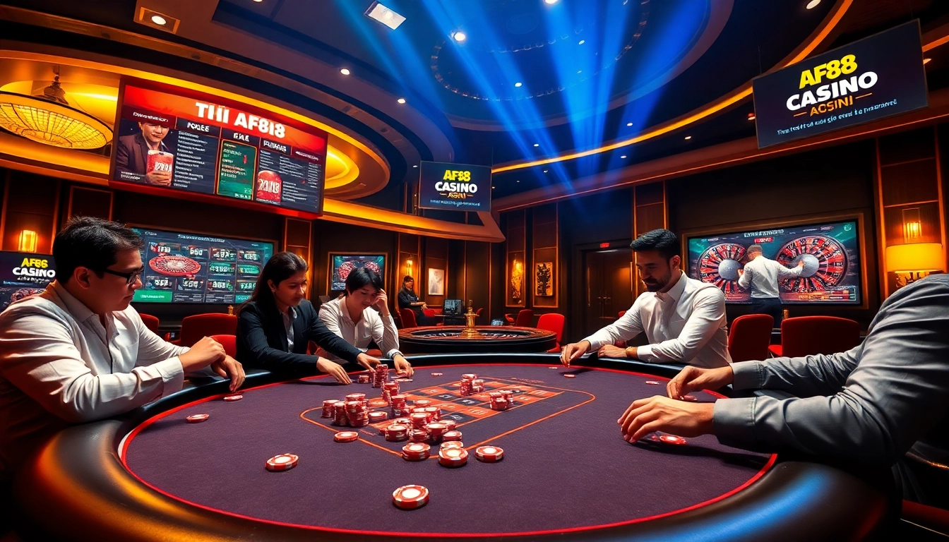 TẢI AF88 and enjoy a thrilling online poker game in a luxurious casino setting.
