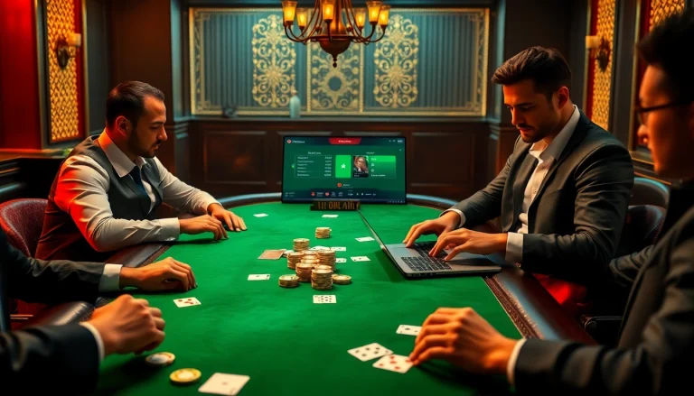 Nobody90 showcases an intense poker game with professional players and vibrant gaming interface.