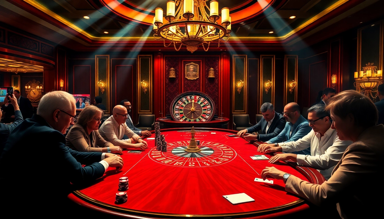 Players enjoying a thrilling S8 casino experience with vibrant roulette and poker tables.