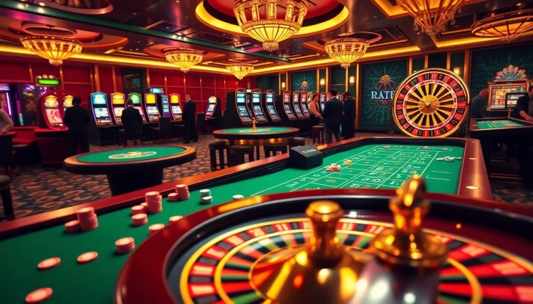 Experience the excitement of RR88 Đăng Nhập with vibrant casino visuals showcasing live gaming tables.