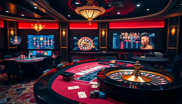 A dynamic gaming table at nhà cái nohu90 featuring cards and chips in an exciting casino atmosphere.