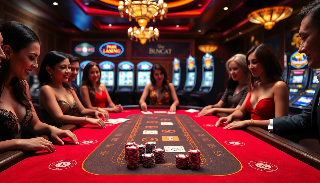 Excited players engaging in baccarat at nhà cái Jun88, showcasing elegance and thrill.