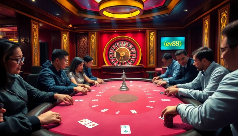 Experience thrilling gameplay with the ev88 apk at an upscale casino poker table.