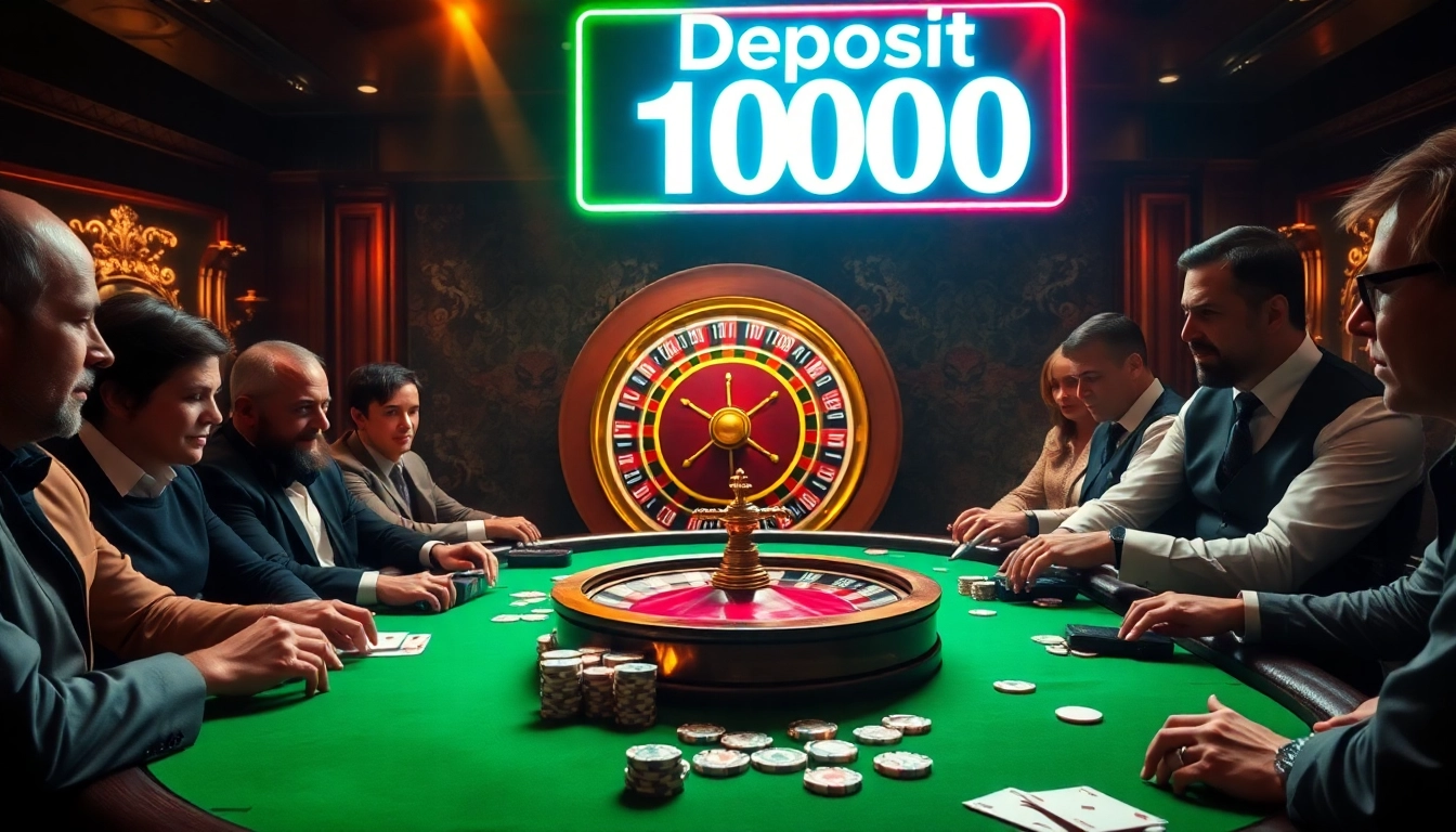 Engage in thrilling casino action with a focus on deposit 1000 activities at a luxurious poker table.