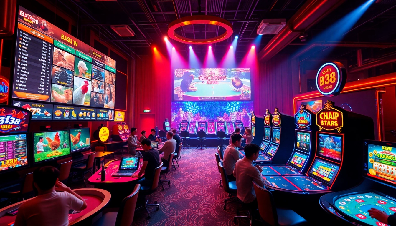Exciting BJ38 online betting platform showcasing dynamic cockfighting and casino games.