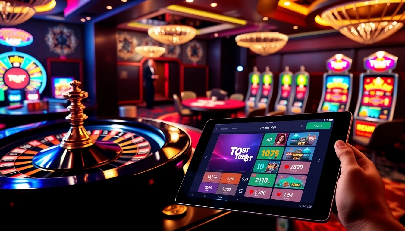 Experience the thrill of gaming at Trang Chủ Tobet88 with vibrant casino elements.