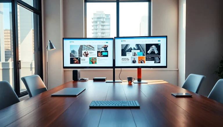 Website redesign NYC workspace with modern design elements and technology.