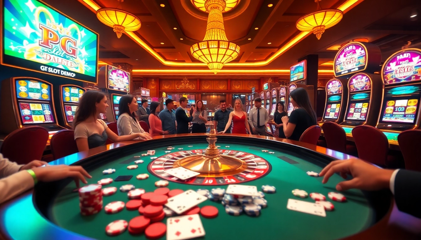 Experience the thrill of PG slot demo play with vibrant slot machines and an exciting atmosphere.