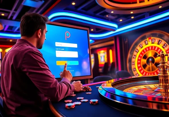Experience the thrill of winning with PEN4D login in a modern casino full of vibrant slot machines.